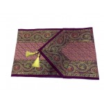 Indian Silk Table Runner with 6 Placemats & 6 Coaster in Maroon Color Size 16x62